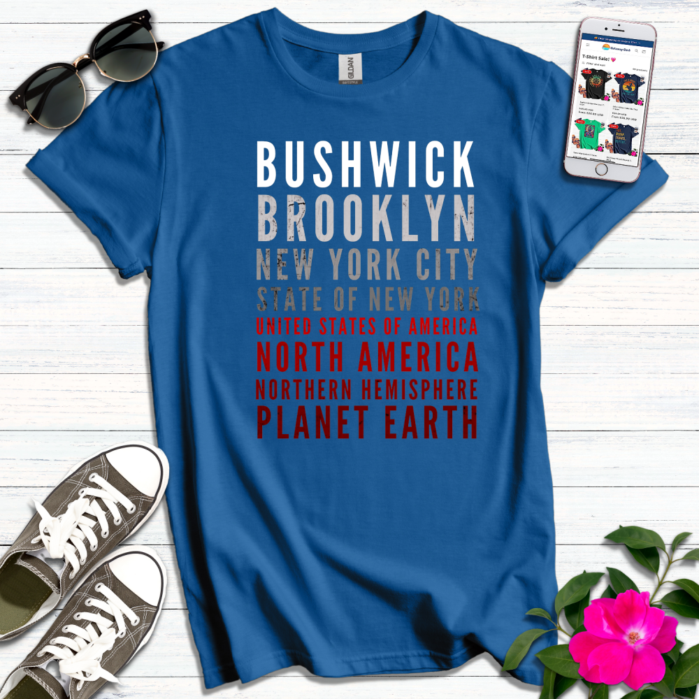 Bushwick Distressed Red-White T-Shirt