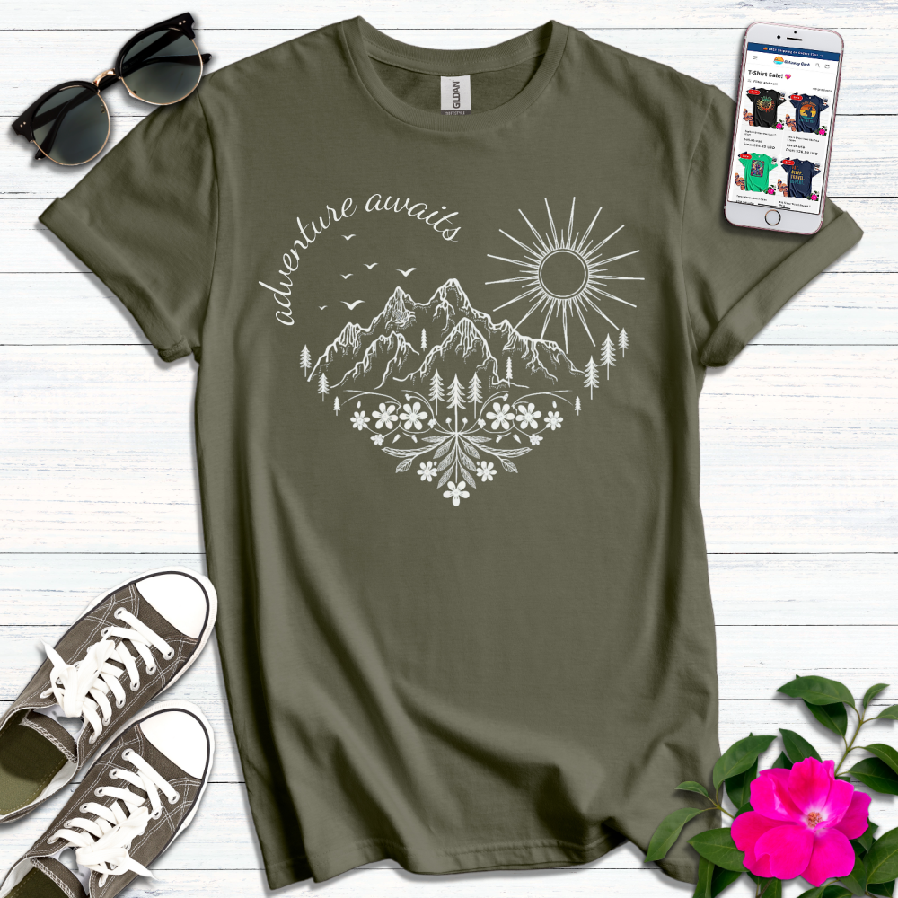 Adventure Awaits Boho Heart T-Shirt