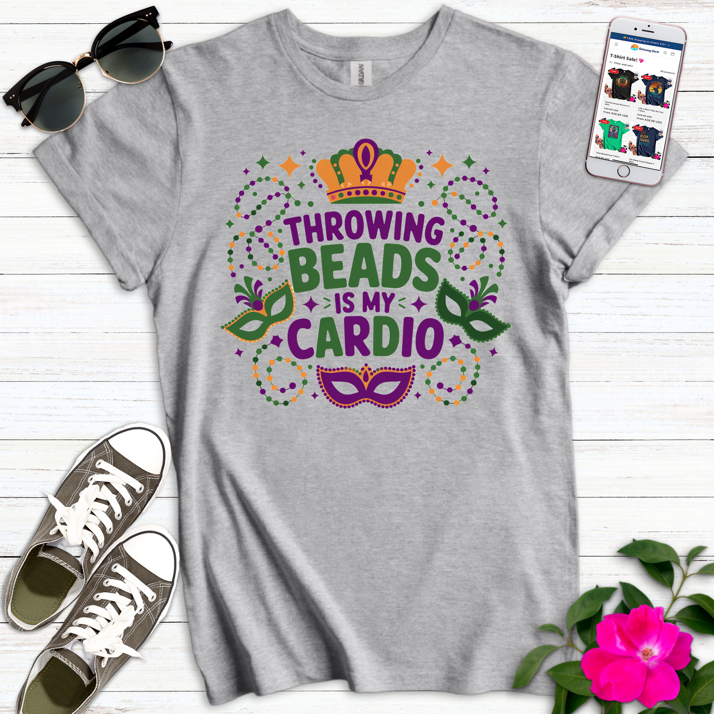 Throwing Beads My Cardio T-Shirt