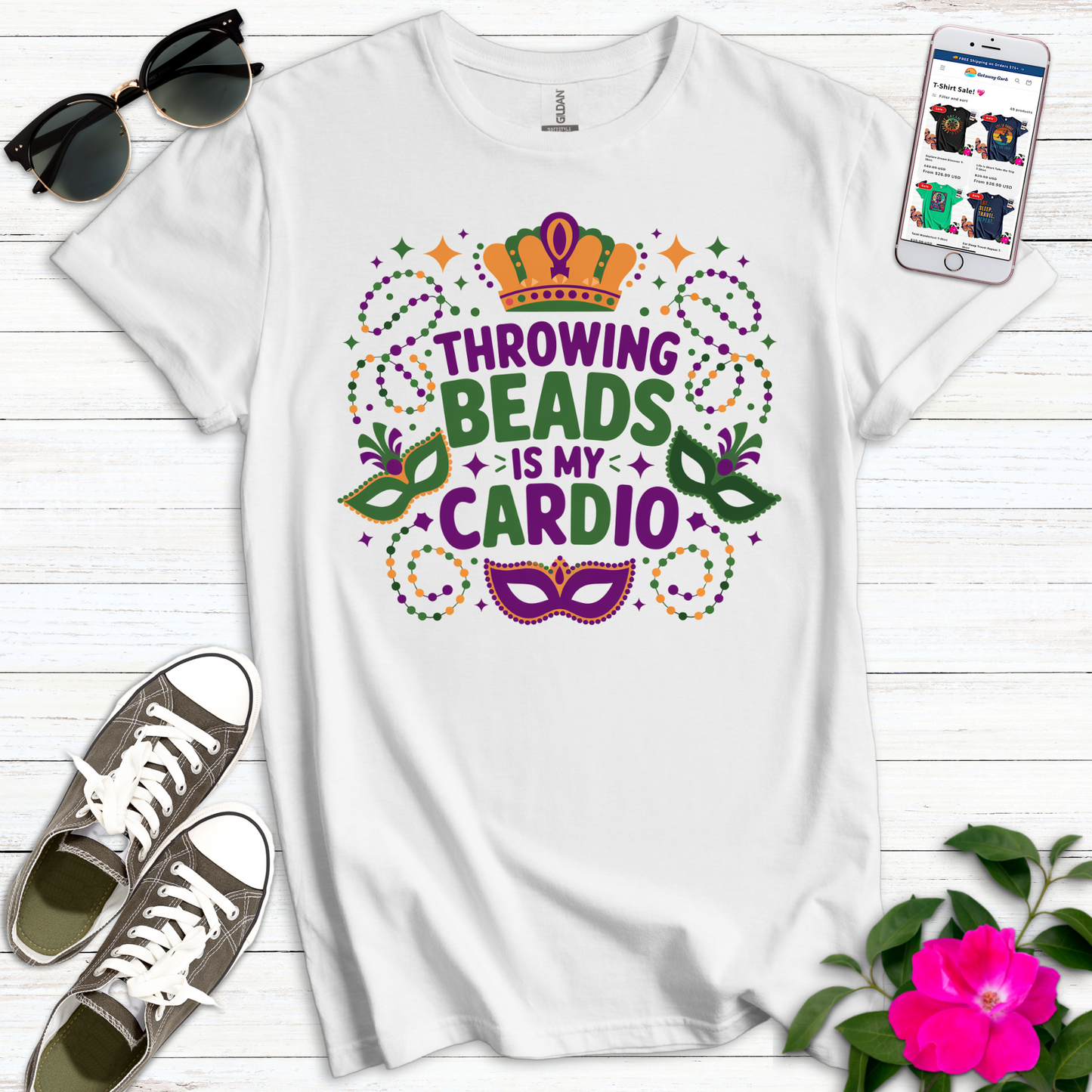 Throwing Beads My Cardio T-Shirt