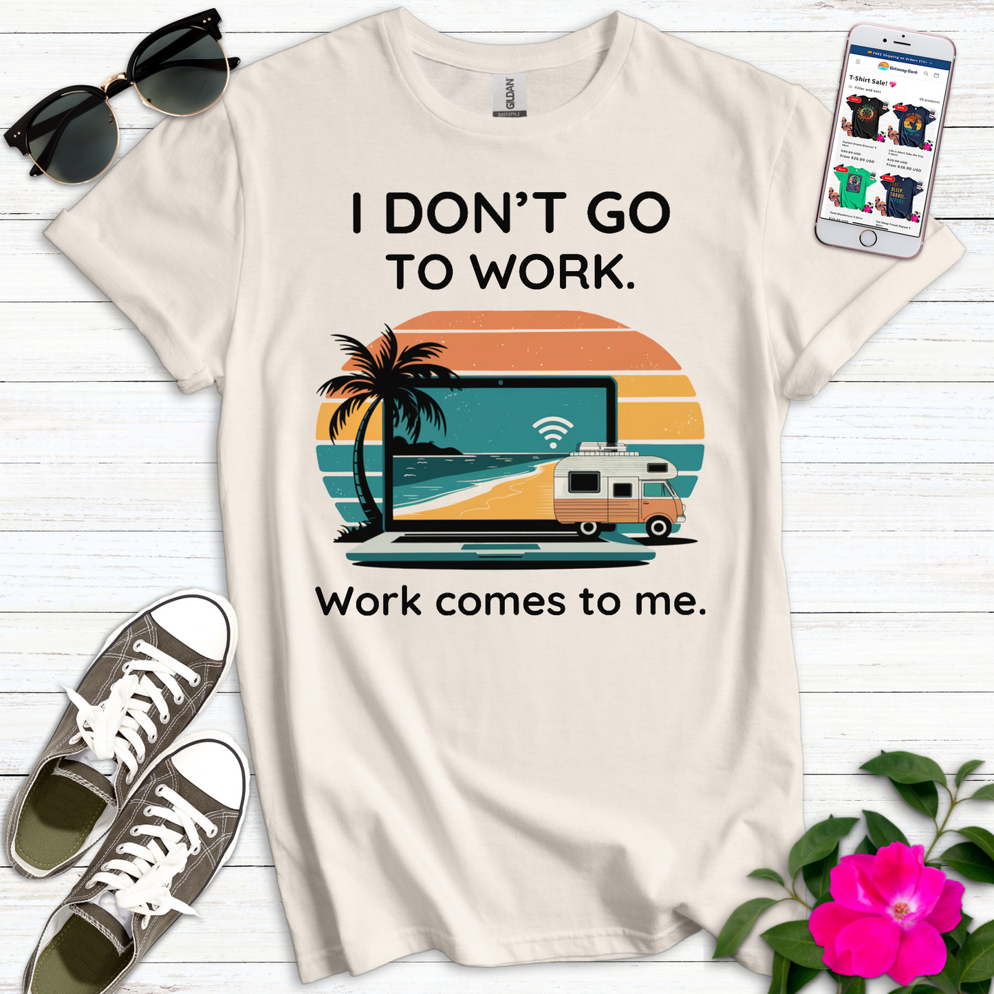 Work Comes to Me Camper T-Shirt