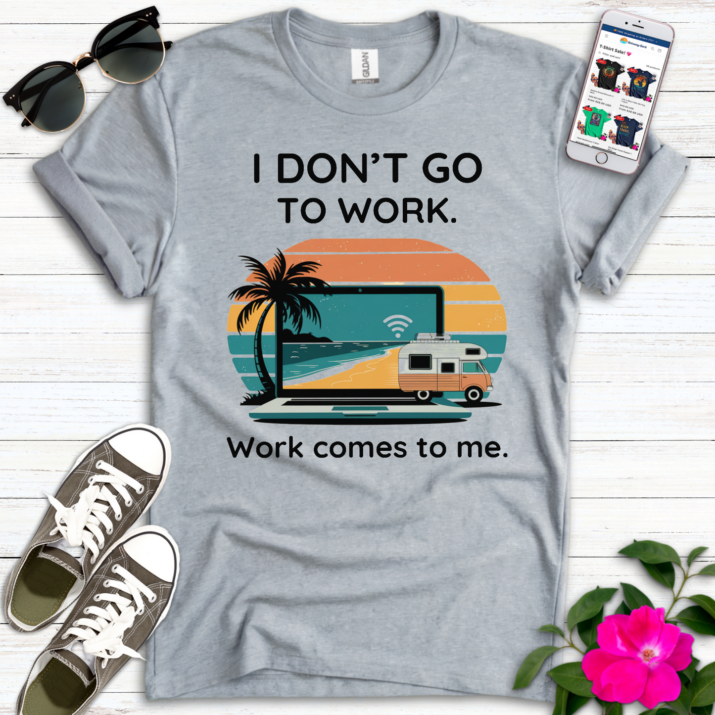 Work Comes to Me Camper T-Shirt