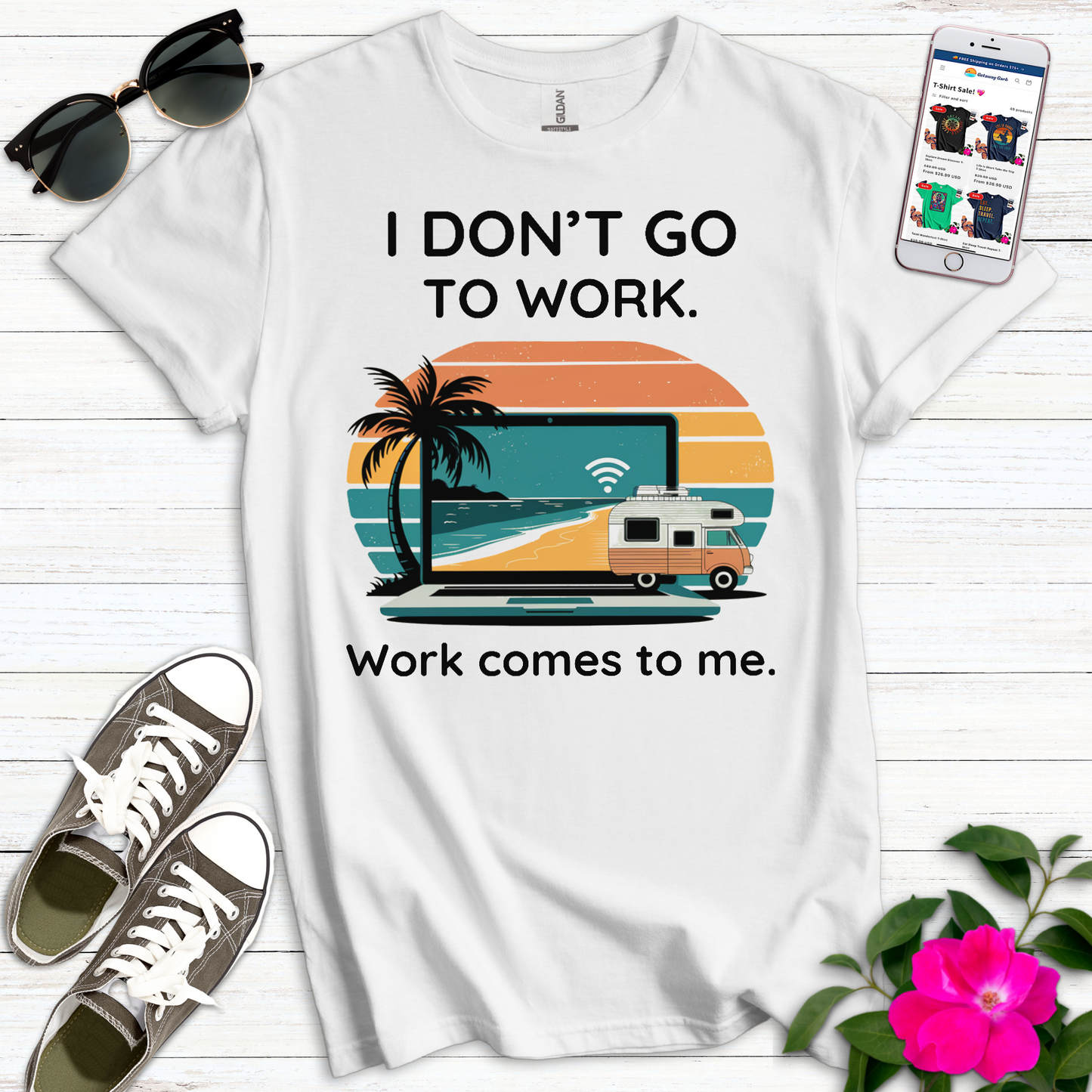 Work Comes to Me Camper T-Shirt