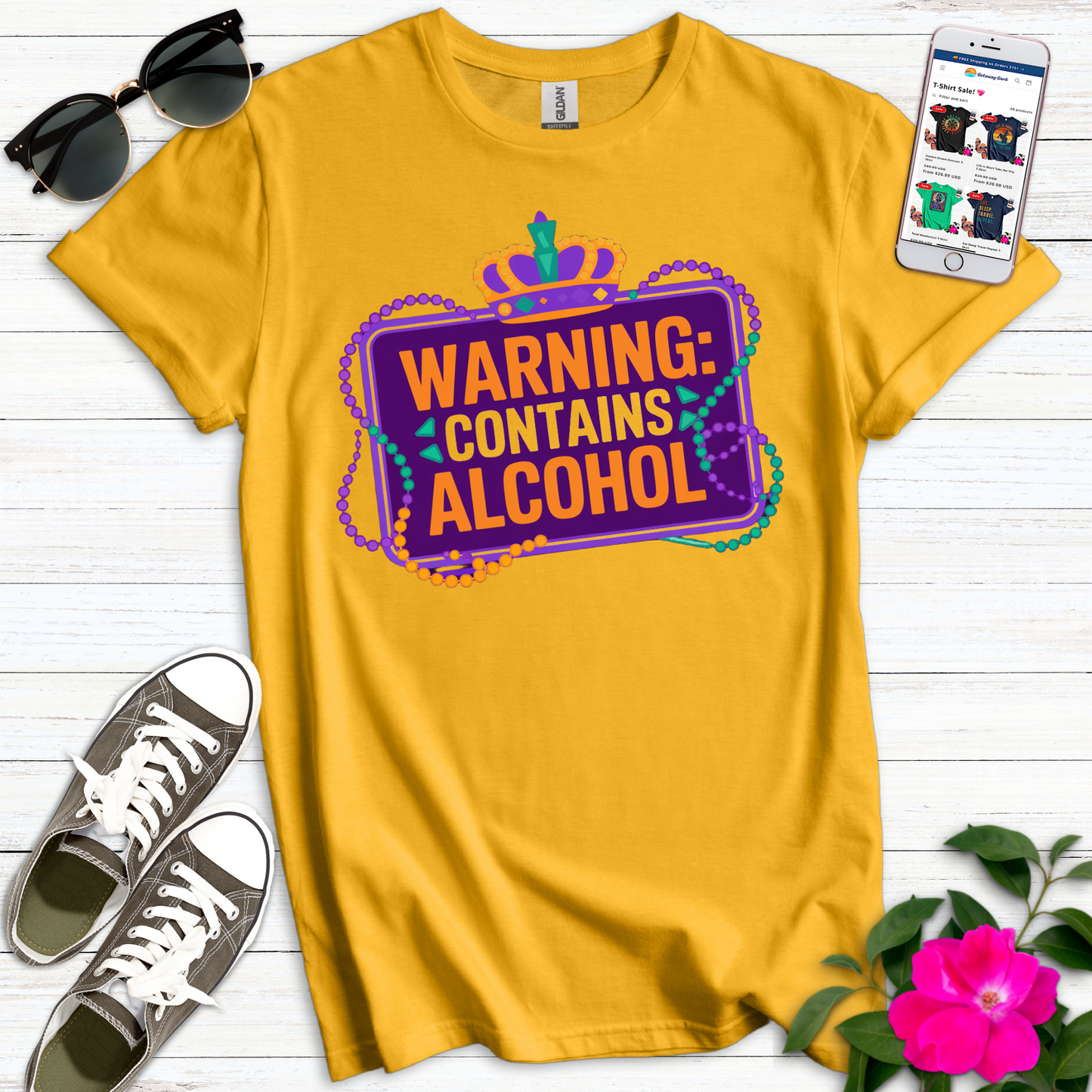 Cute Warning Contains Alcohol T-Shirt