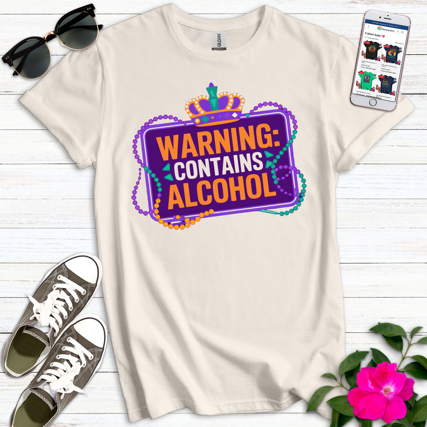 Cute Warning Contains Alcohol T-Shirt