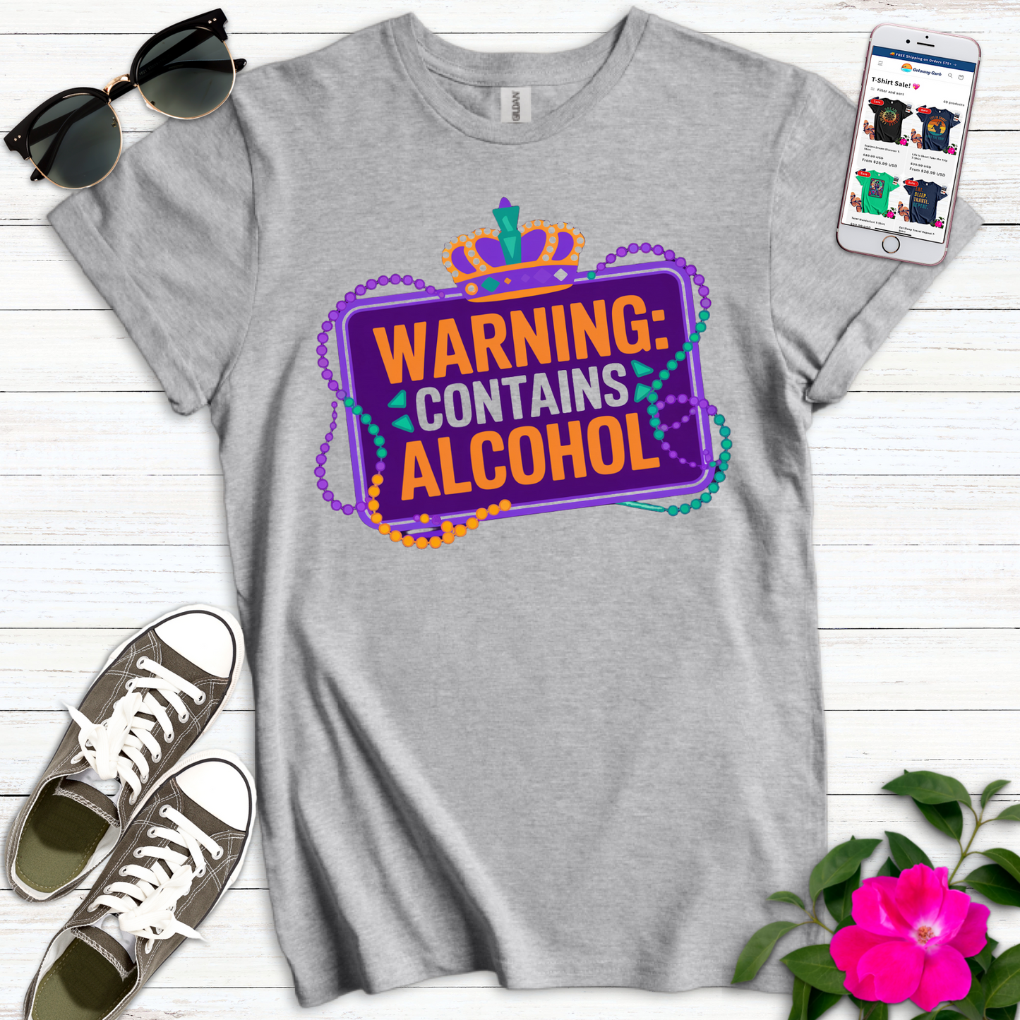 Cute Warning Contains Alcohol T-Shirt