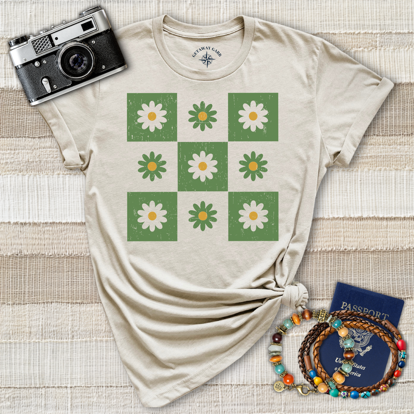 Daisy Checkerboard Distressed T-Shirt