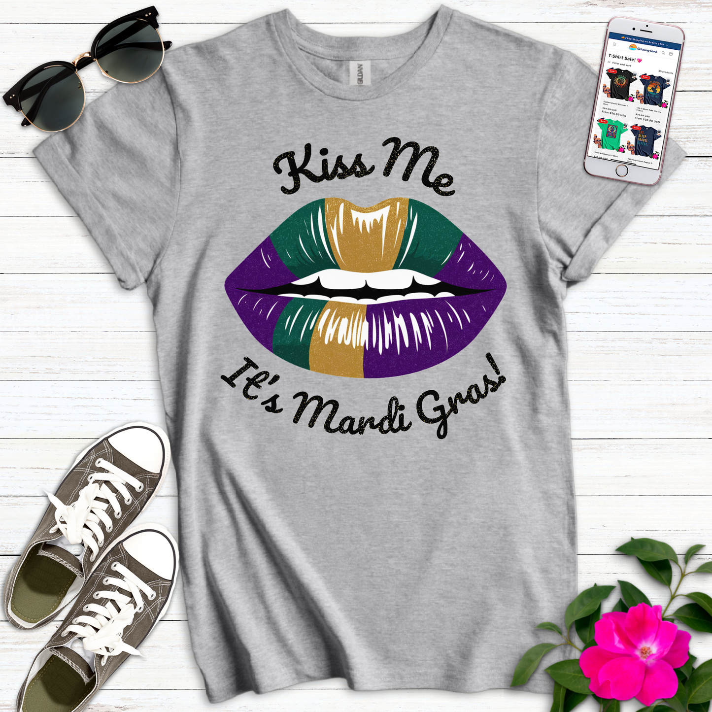 Kiss Me Mardi Gras T-Shirt