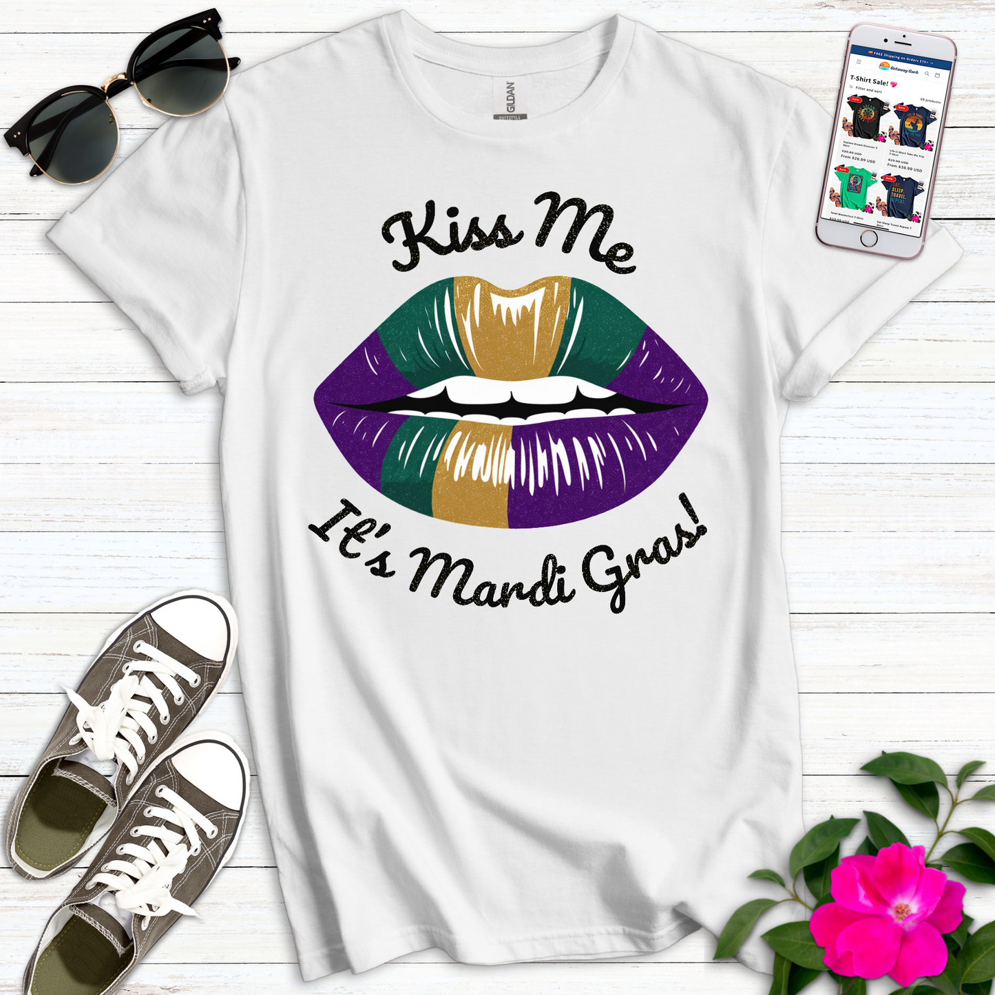 Kiss Me Mardi Gras T-Shirt