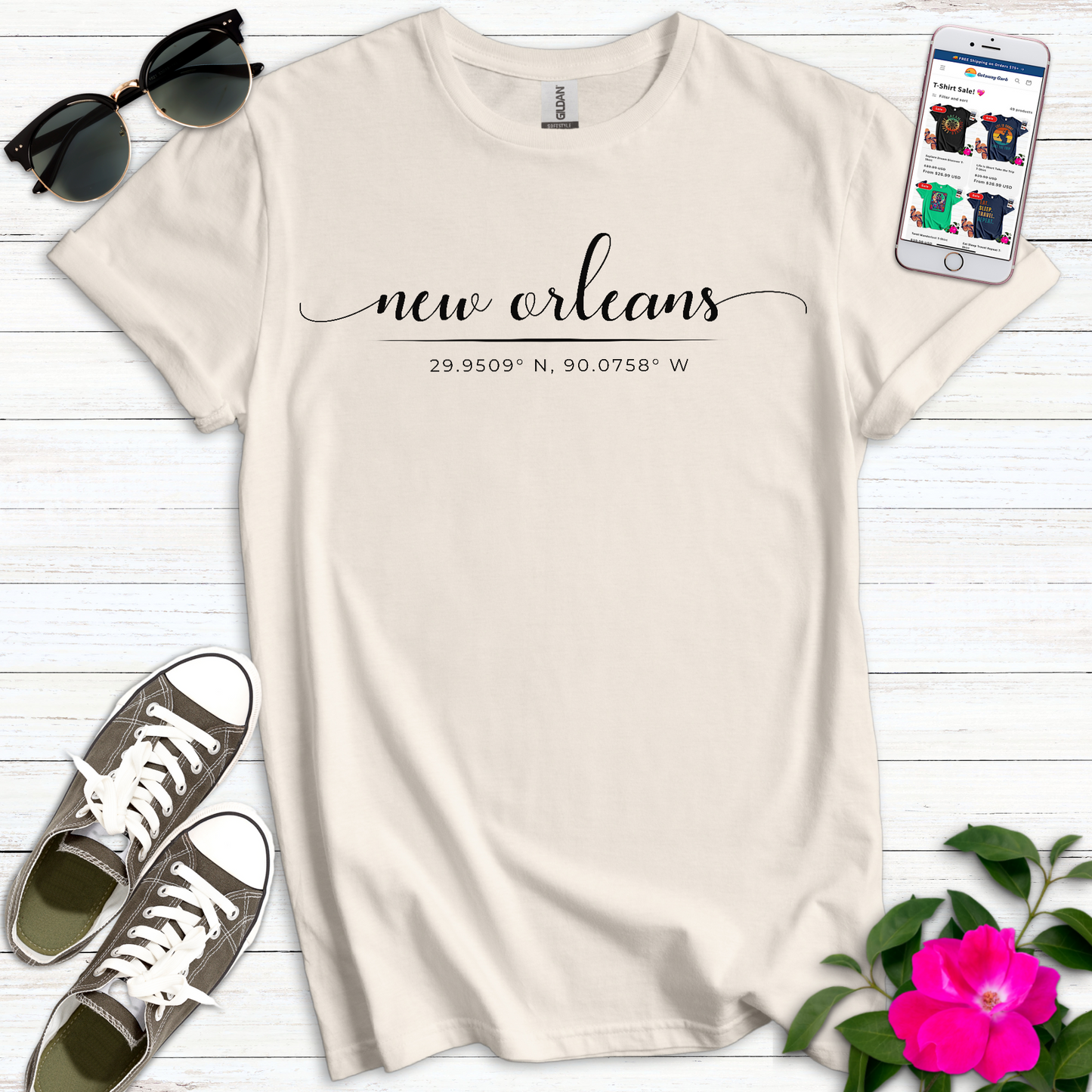 New Orleans Coordinates Elegant T-Shirt