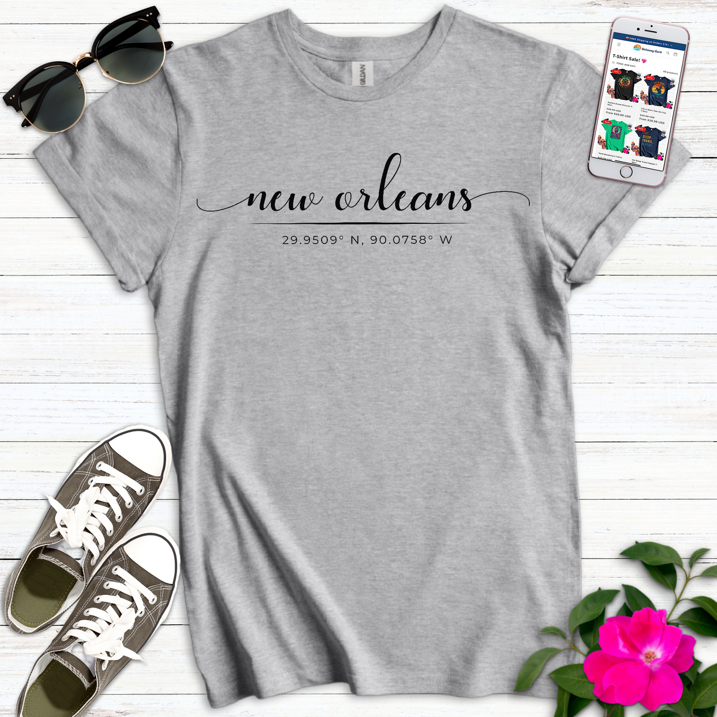 New Orleans Coordinates Elegant T-Shirt