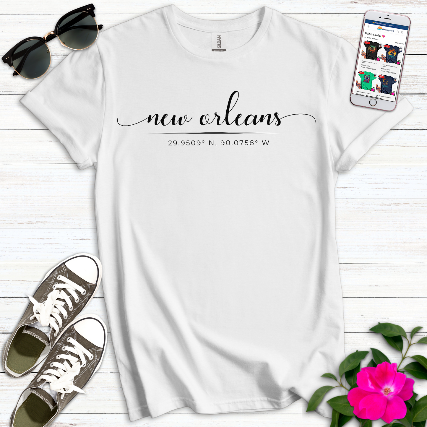 New Orleans Coordinates Elegant T-Shirt