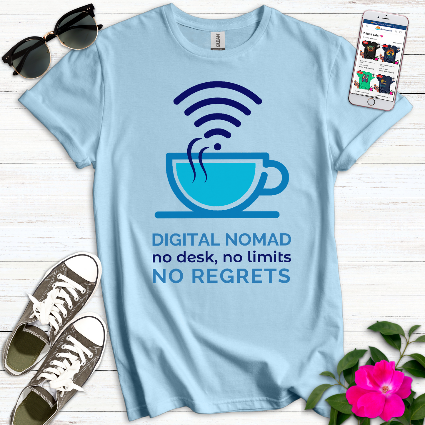 Digital Nomad Coffee Blues T-Shirt