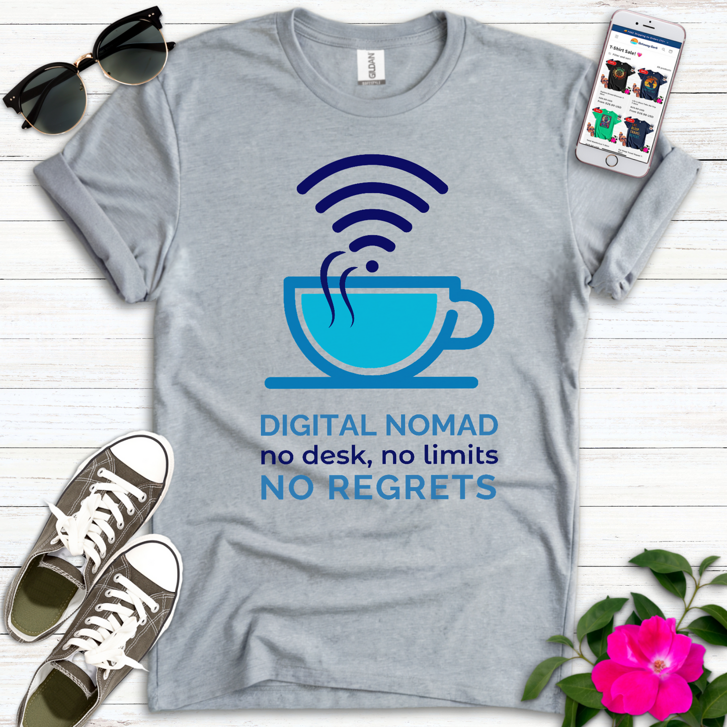 Digital Nomad Coffee Blues T-Shirt