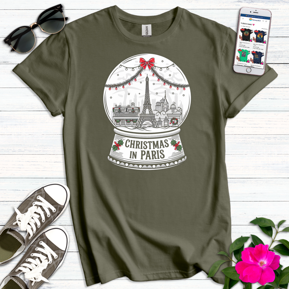 Paris Christmas Snowglobe T-Shirt