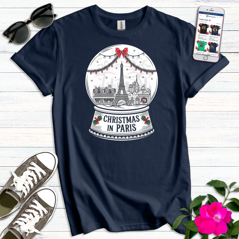 Paris Christmas Snowglobe T-Shirt