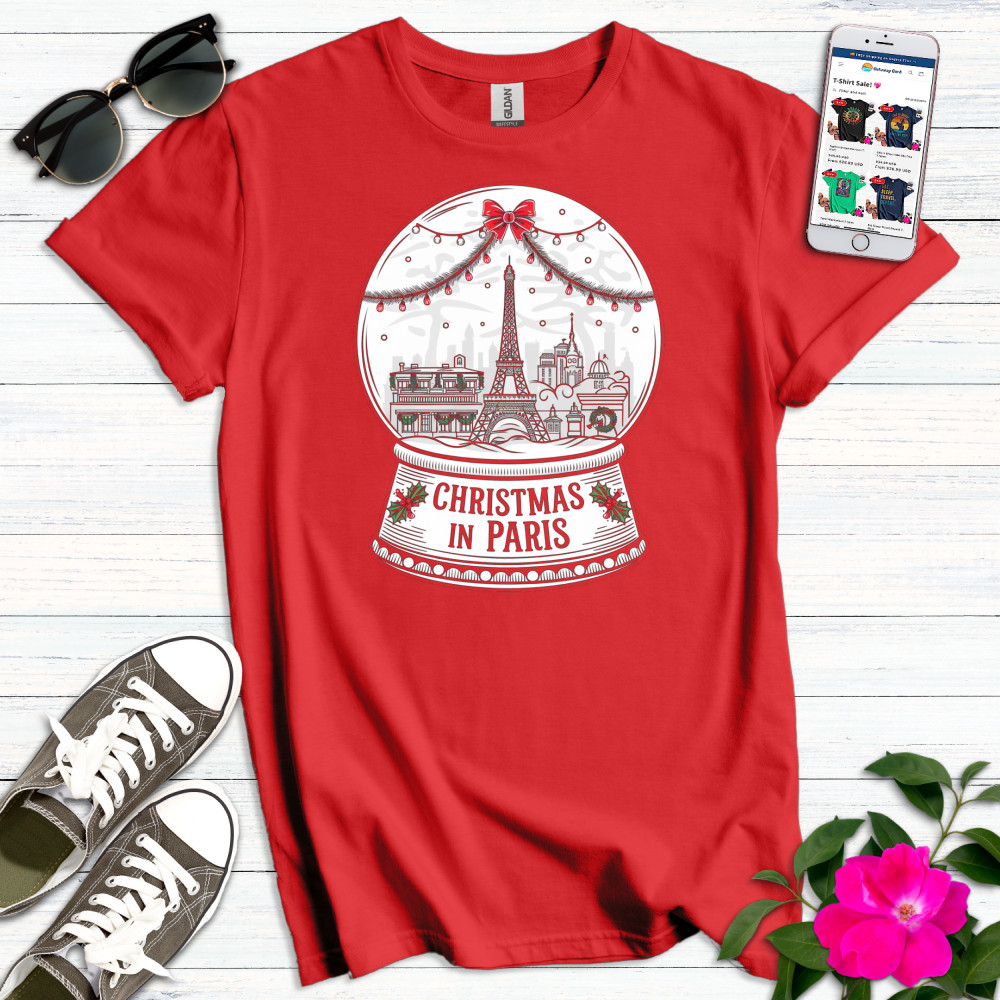 Paris Christmas Snowglobe T-Shirt