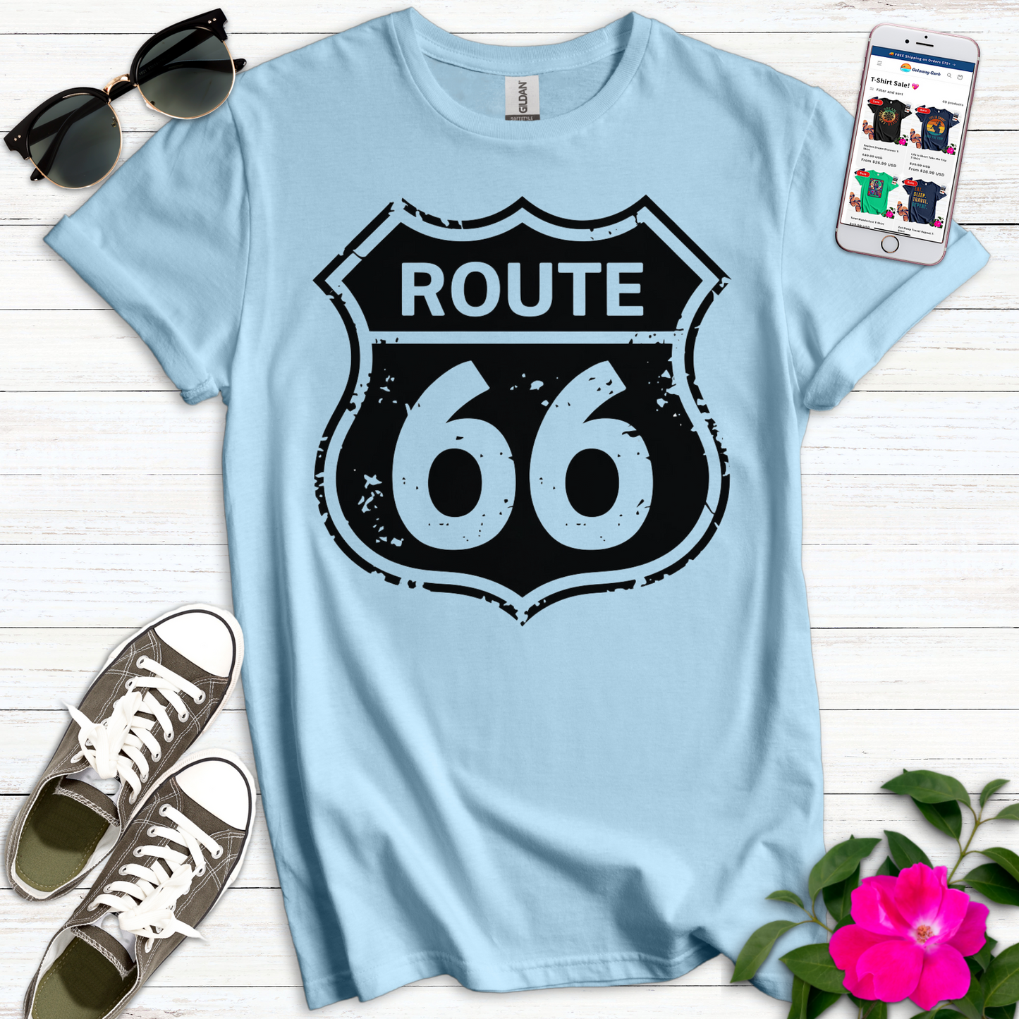 Classic Route 66 Distressed T-Shirt