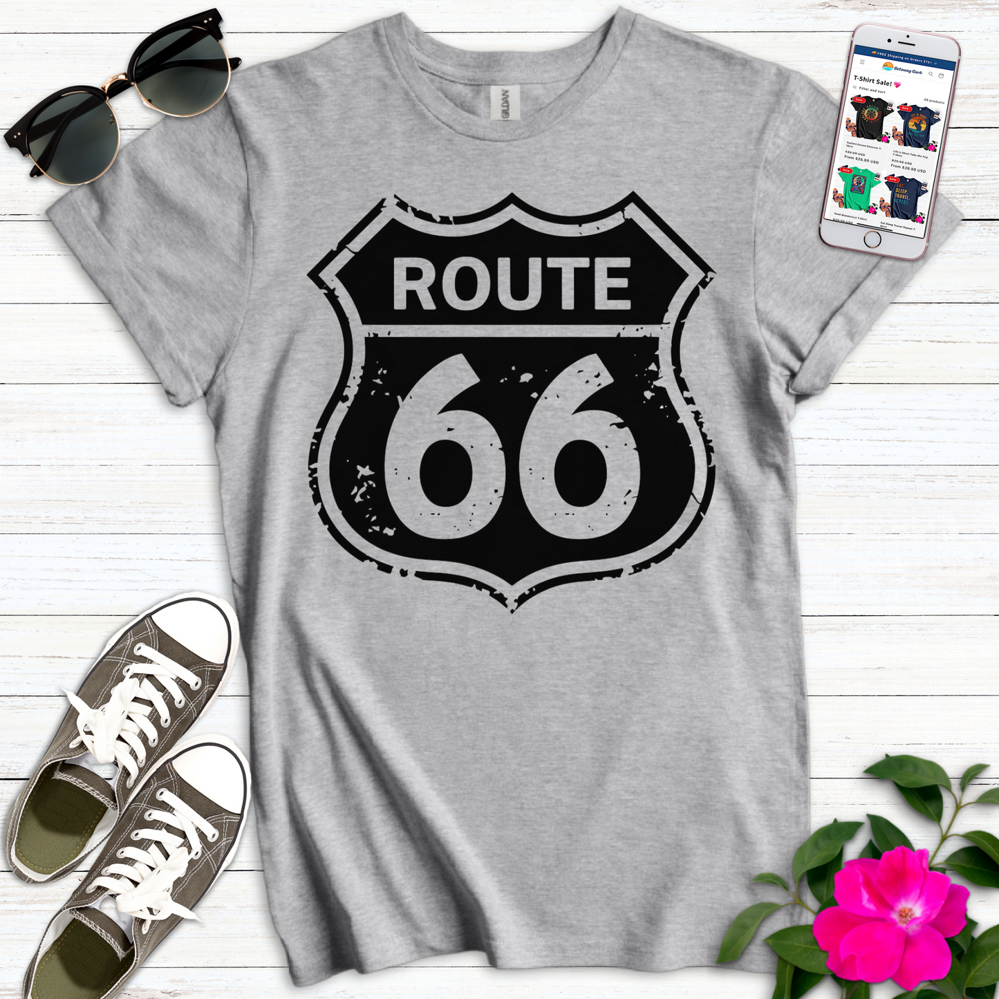 Classic Route 66 Distressed T-Shirt