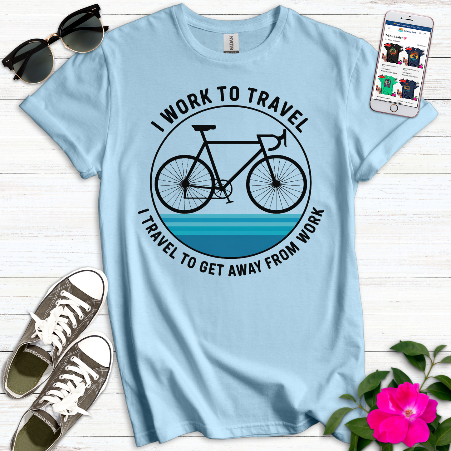 Work to Travel Bicycle T-Shirt