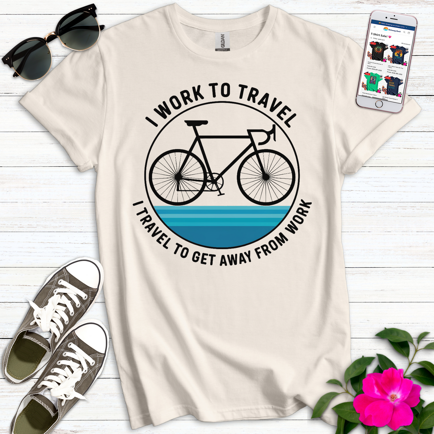 Work to Travel Bicycle T-Shirt