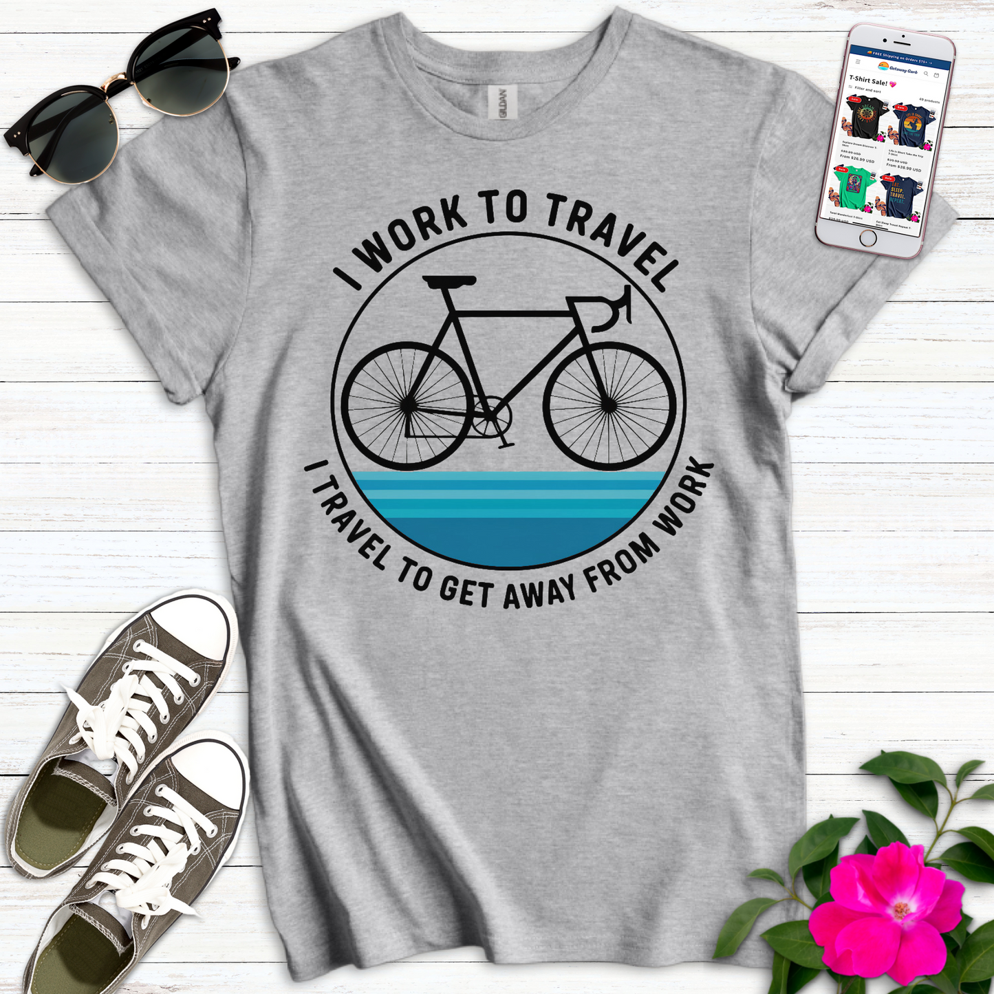 Work to Travel Bicycle T-Shirt