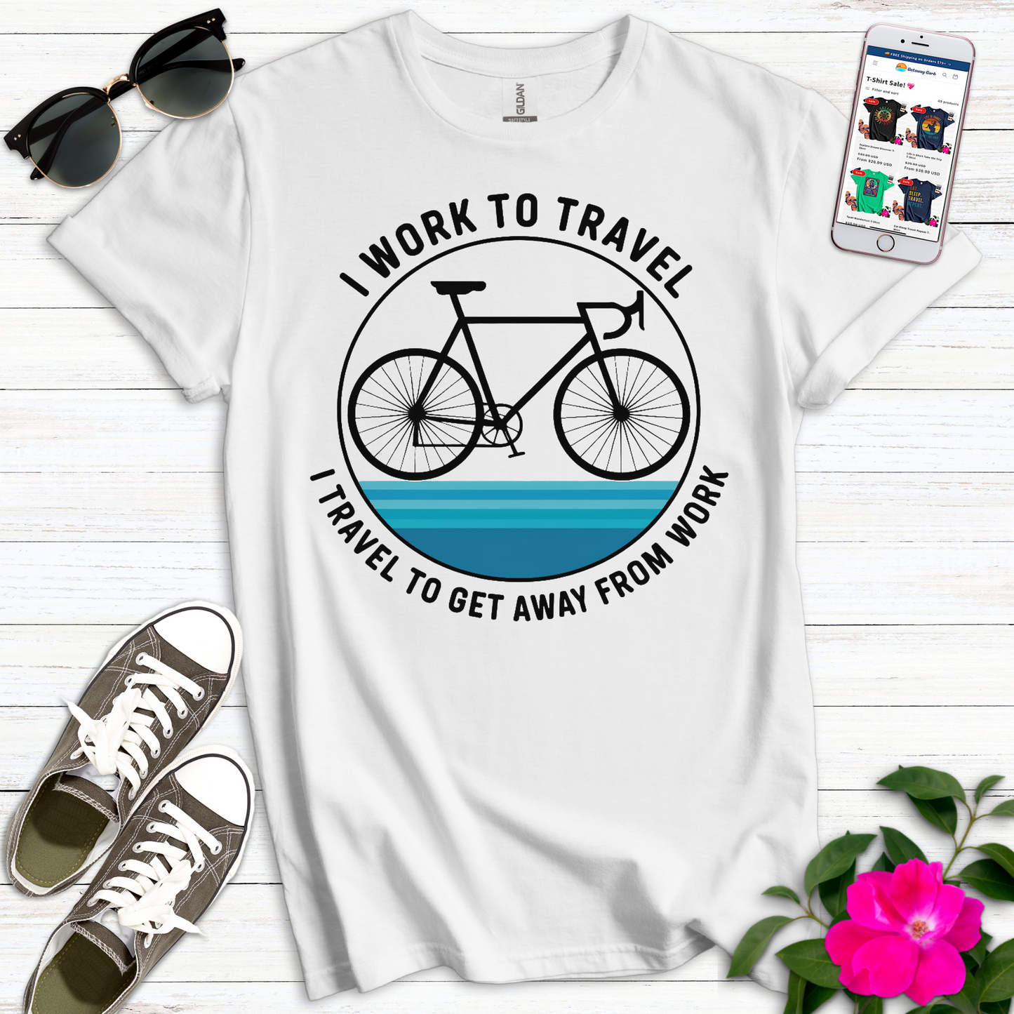 Work to Travel Bicycle T-Shirt