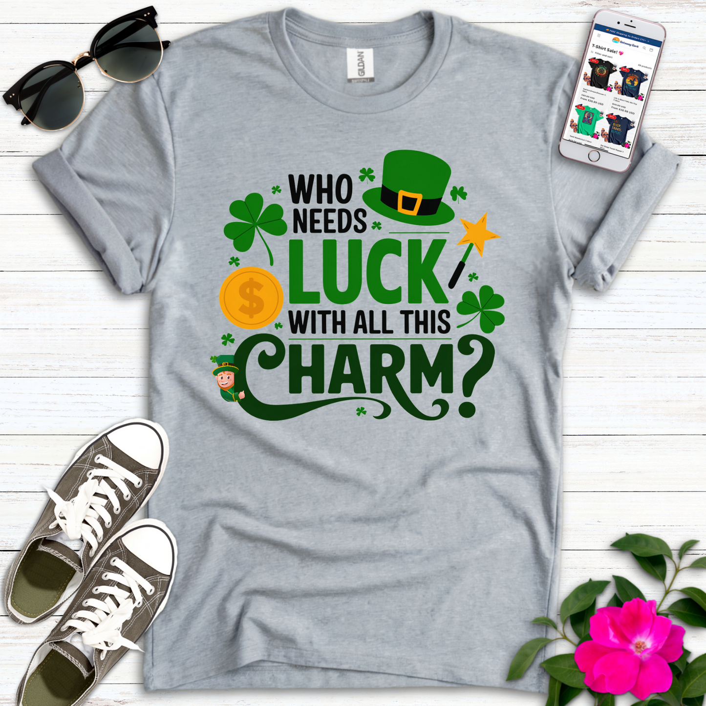 Who Needs Luck Charm T-Shirt