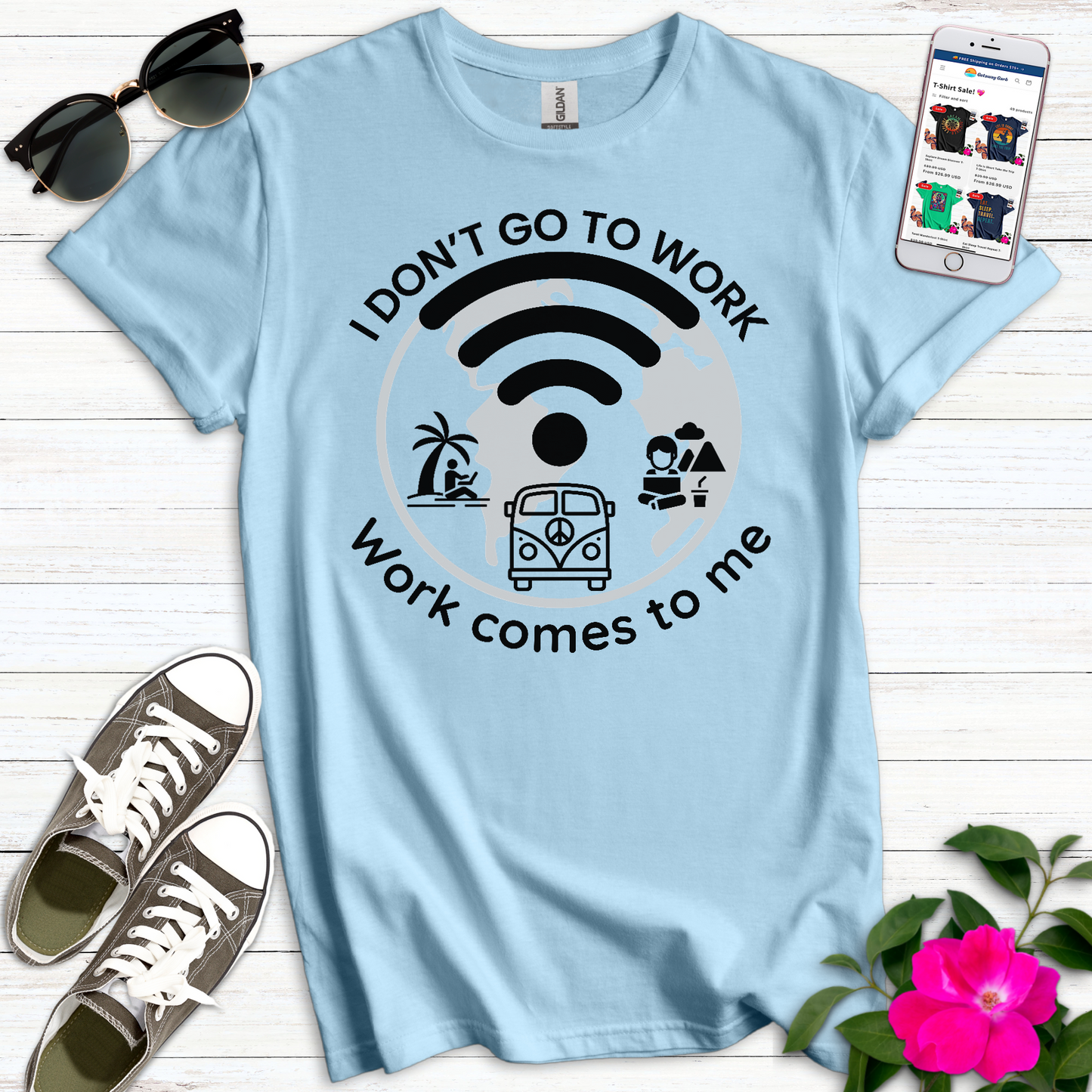 Work Comes to Me Monochrome T-Shirt