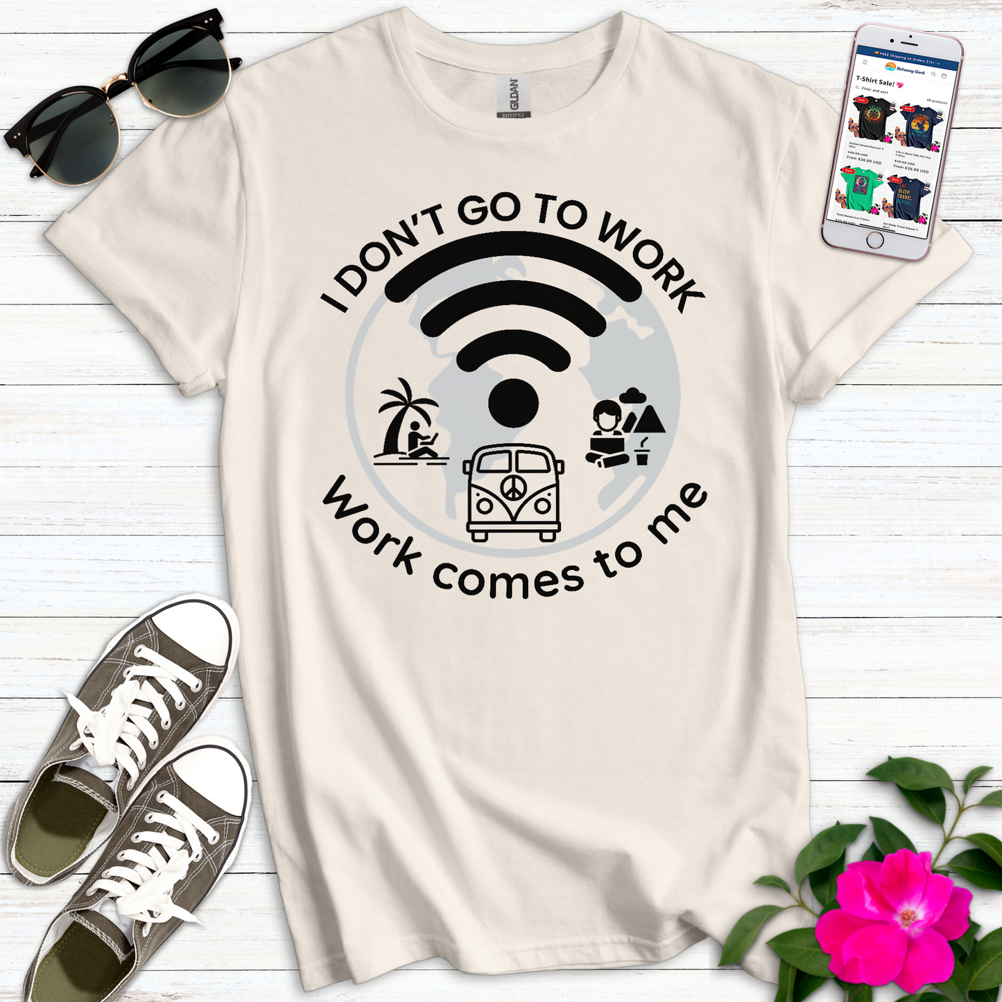 Work Comes to Me Monochrome T-Shirt