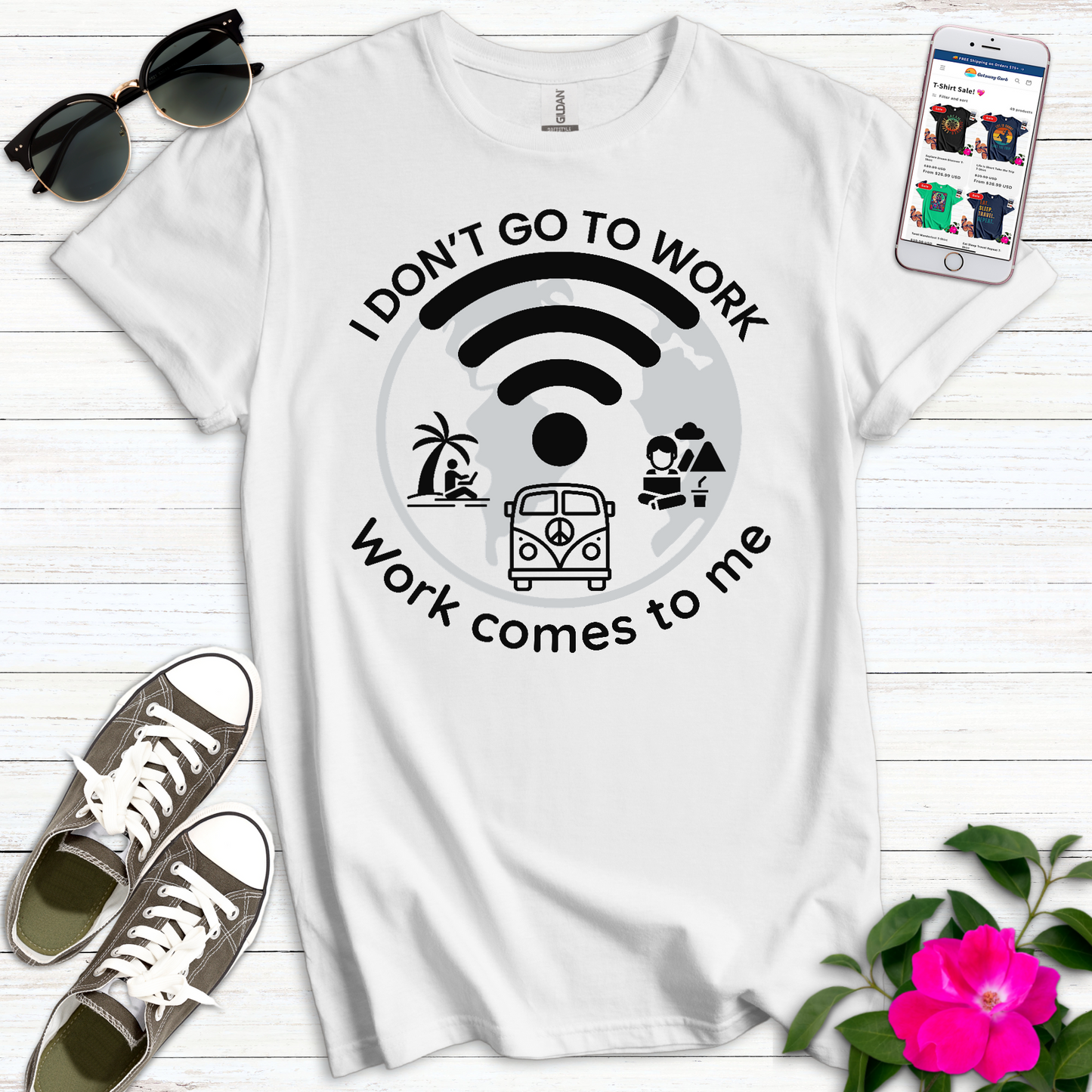 Work Comes to Me Monochrome T-Shirt