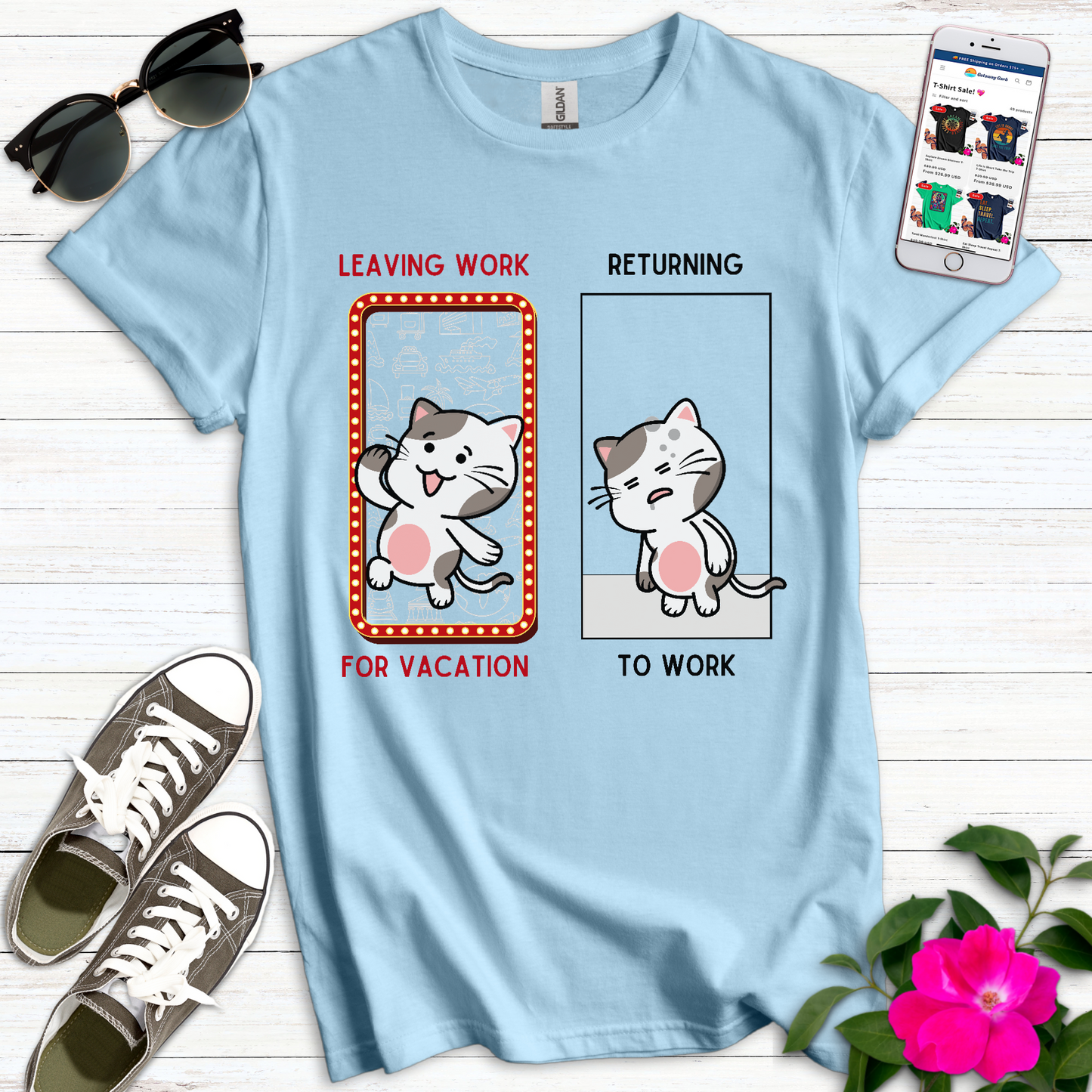 Funny Leaving Work Cat T-Shirt