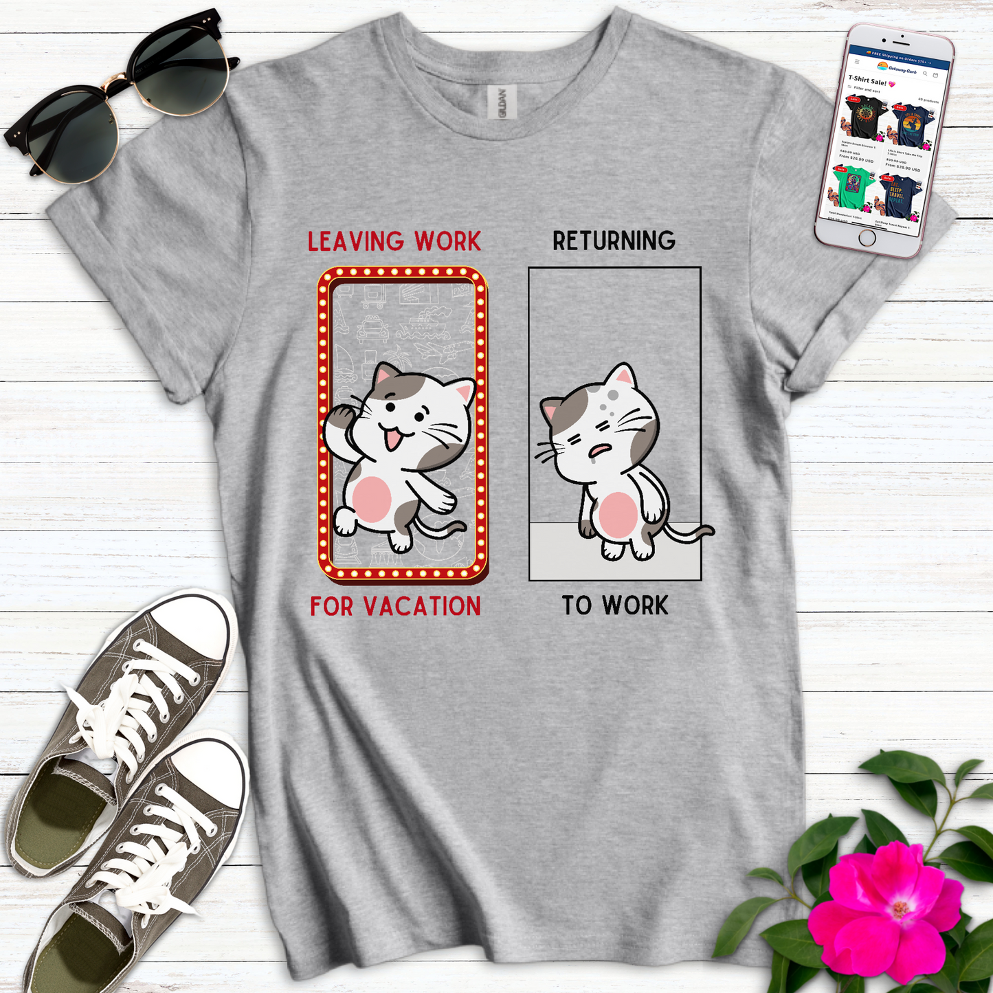 Funny Leaving Work Cat T-Shirt