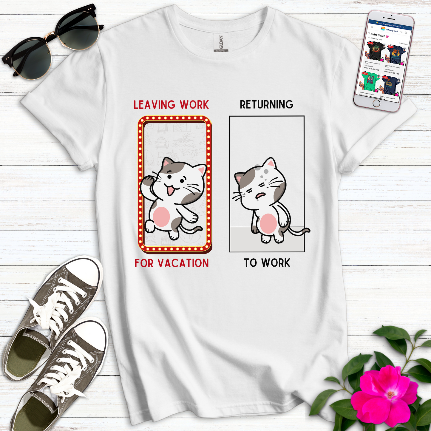 Funny Leaving Work Cat T-Shirt