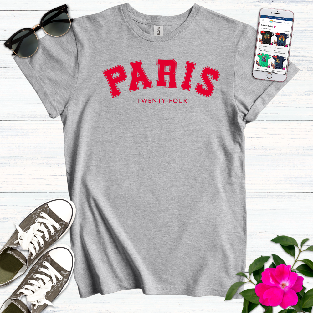 Paris 24 Varsity Red T-Shirt