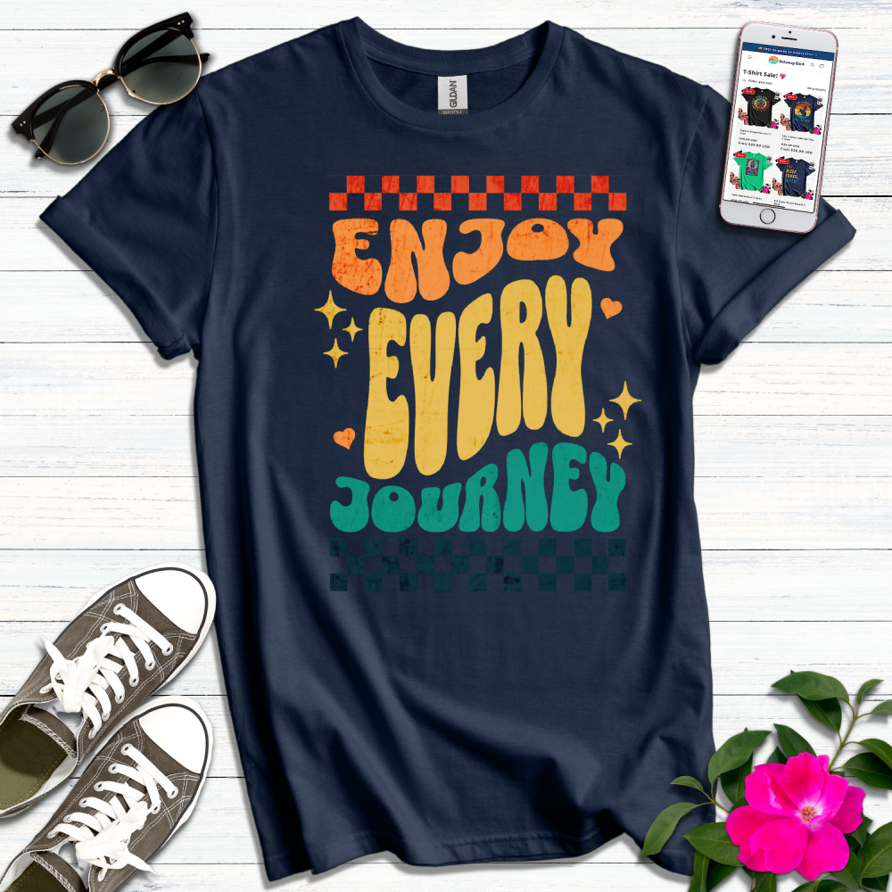 Enjoy Every Journey Colorful Retro T-Shirt