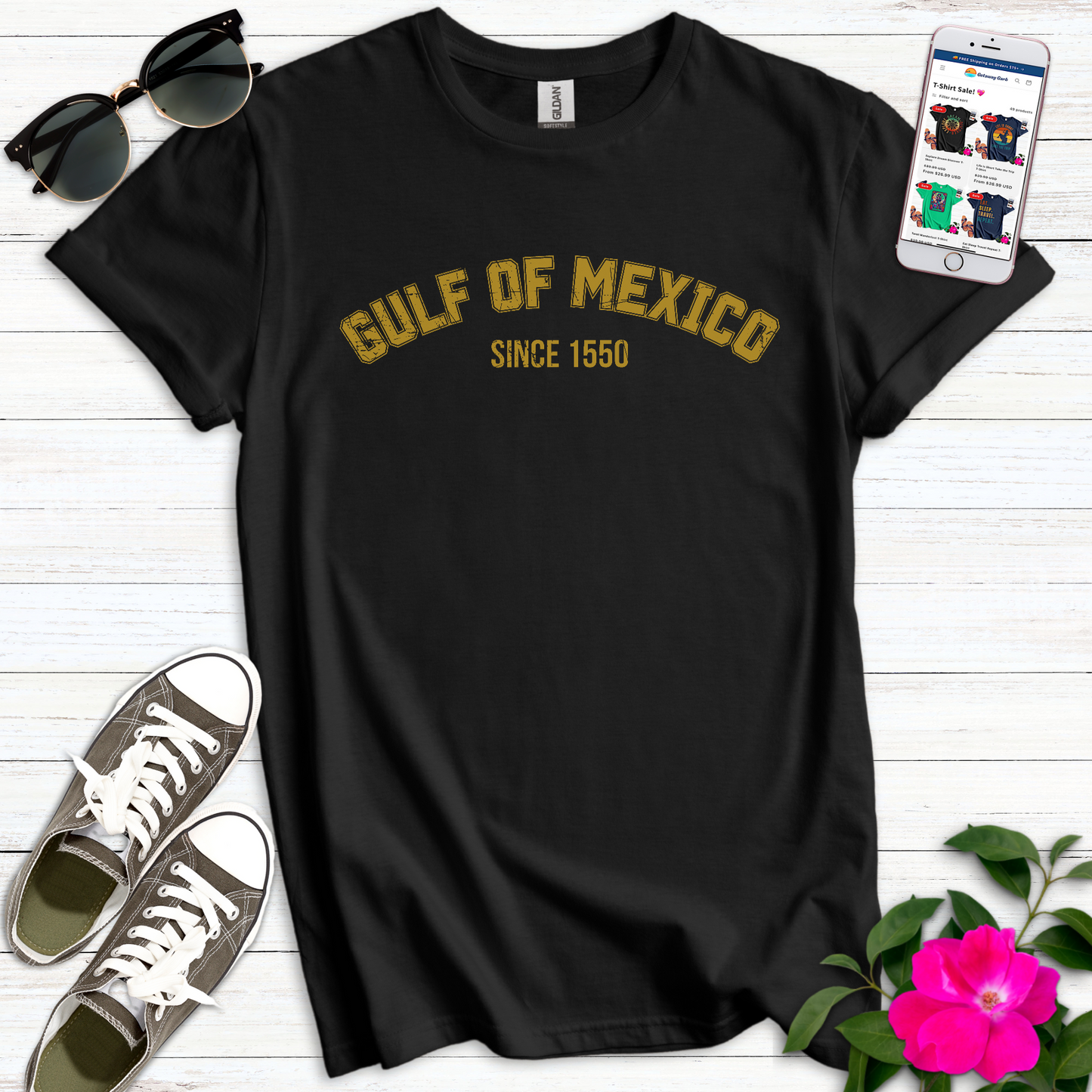 Gulf Mexico Varsity Gold T-Shirt