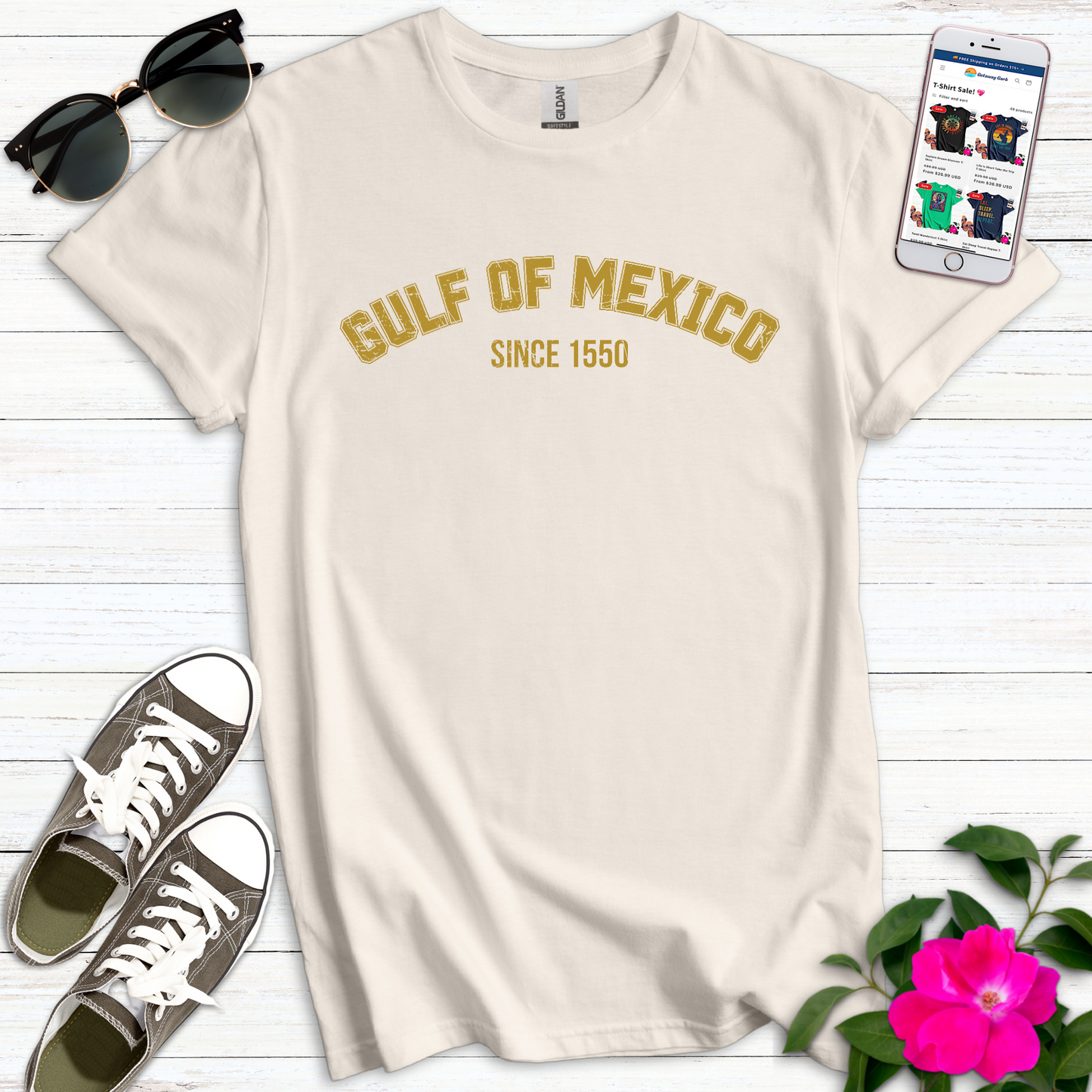 Gulf Mexico Varsity Gold T-Shirt