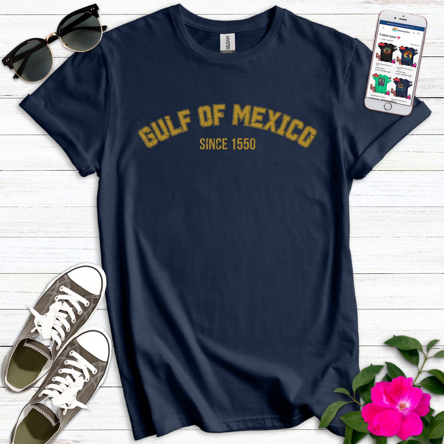 Gulf Mexico Varsity Gold T-Shirt
