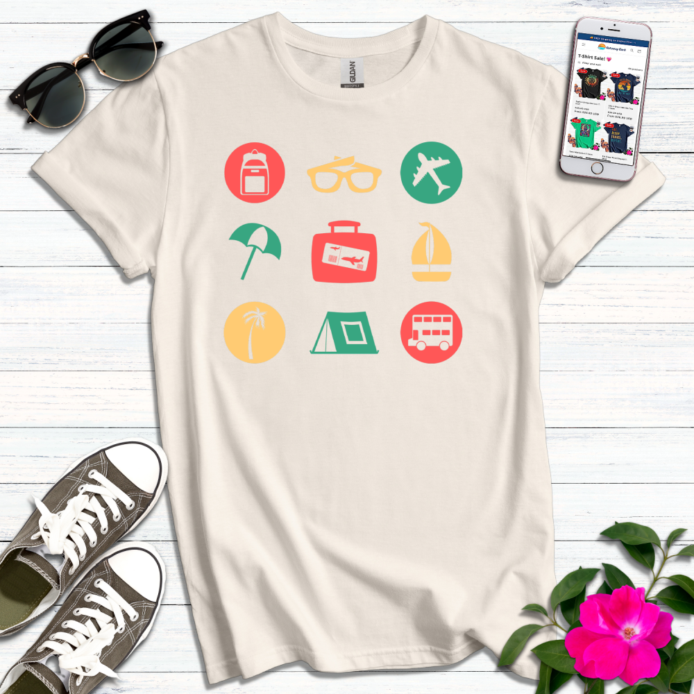 Travel Icons Minimalist T-Shirt