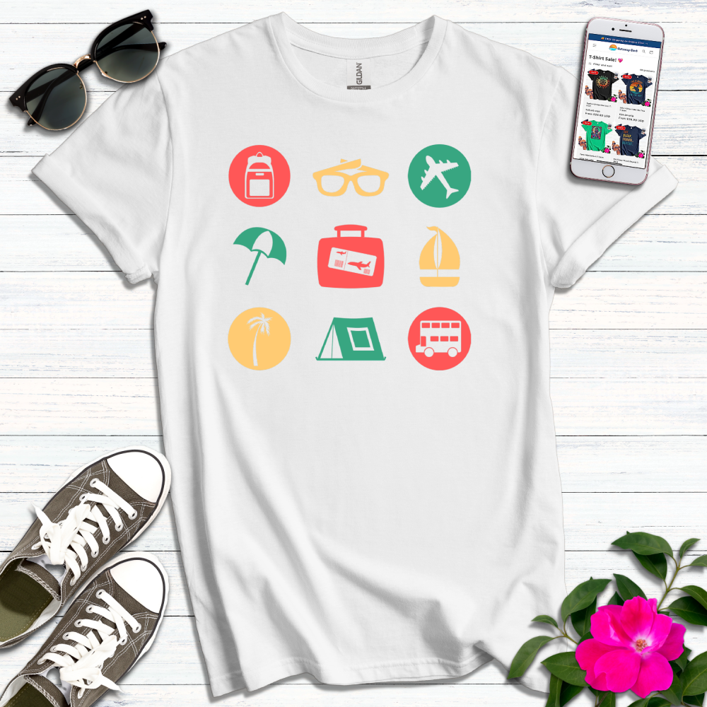 Travel Icons Minimalist T-Shirt