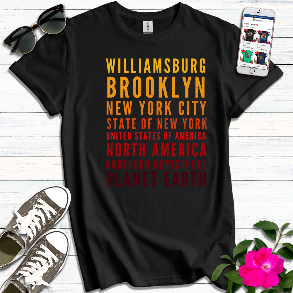 Williamsburg Brooklyn Red-Yellow Gradient T-Shirt