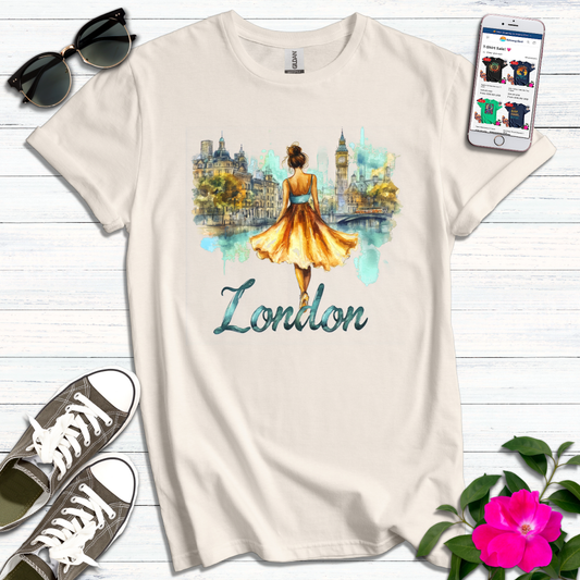 Elegant London Girl Watercolor T-Shirt