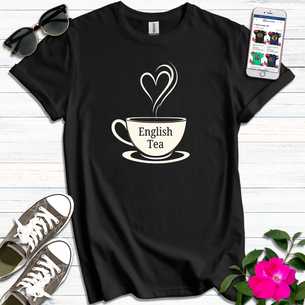 English Tea Heart Minimalist T-Shirt