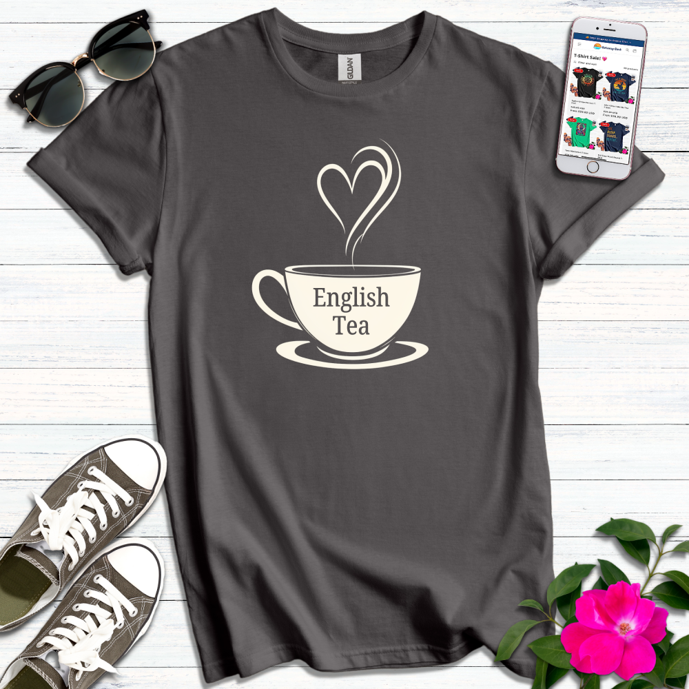 English Tea Heart Minimalist T-Shirt