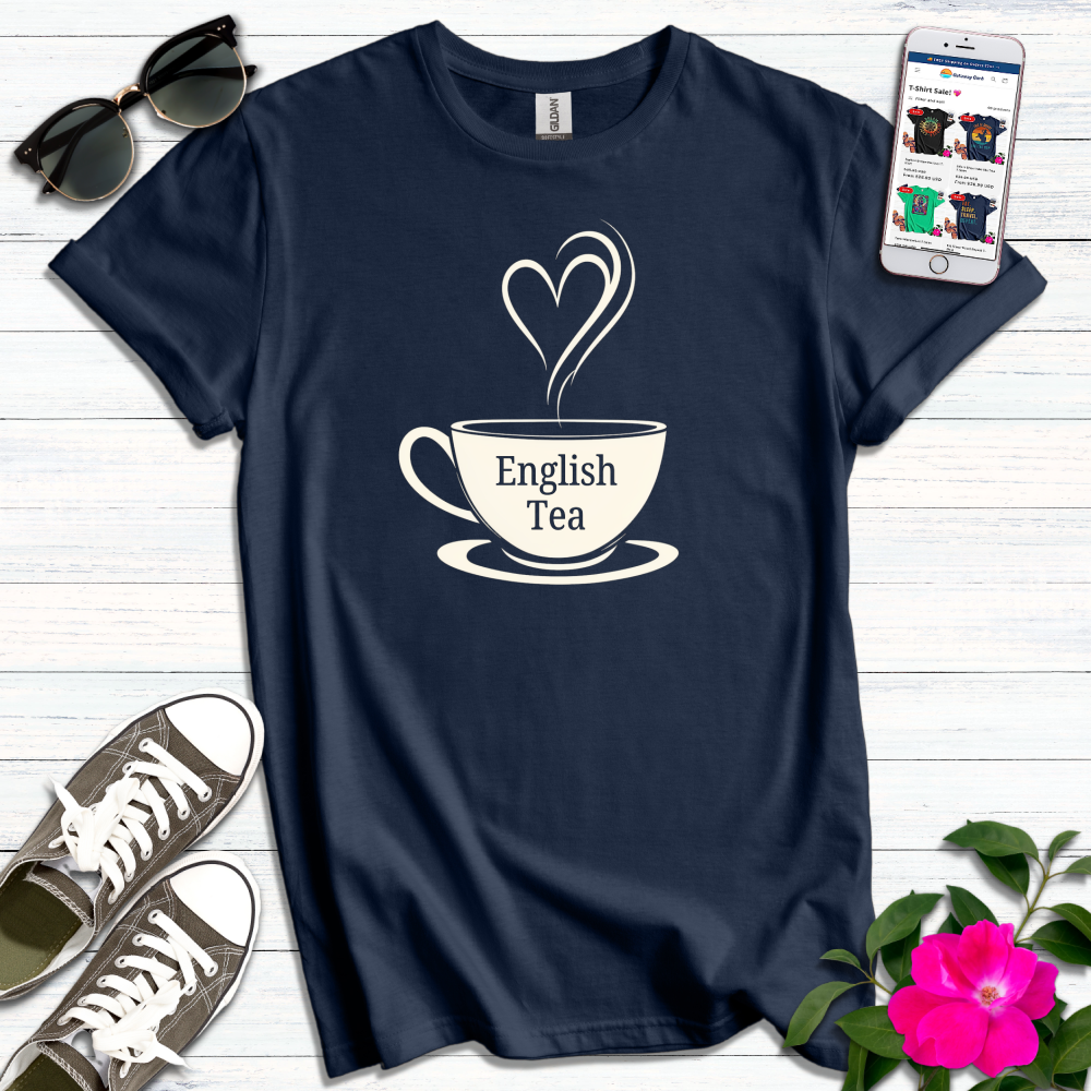 English Tea Heart Minimalist T-Shirt