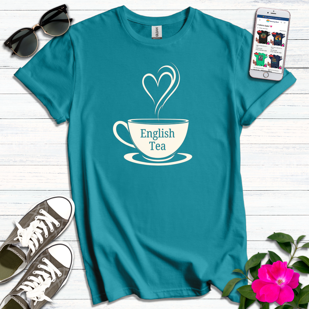 English Tea Heart Minimalist T-Shirt