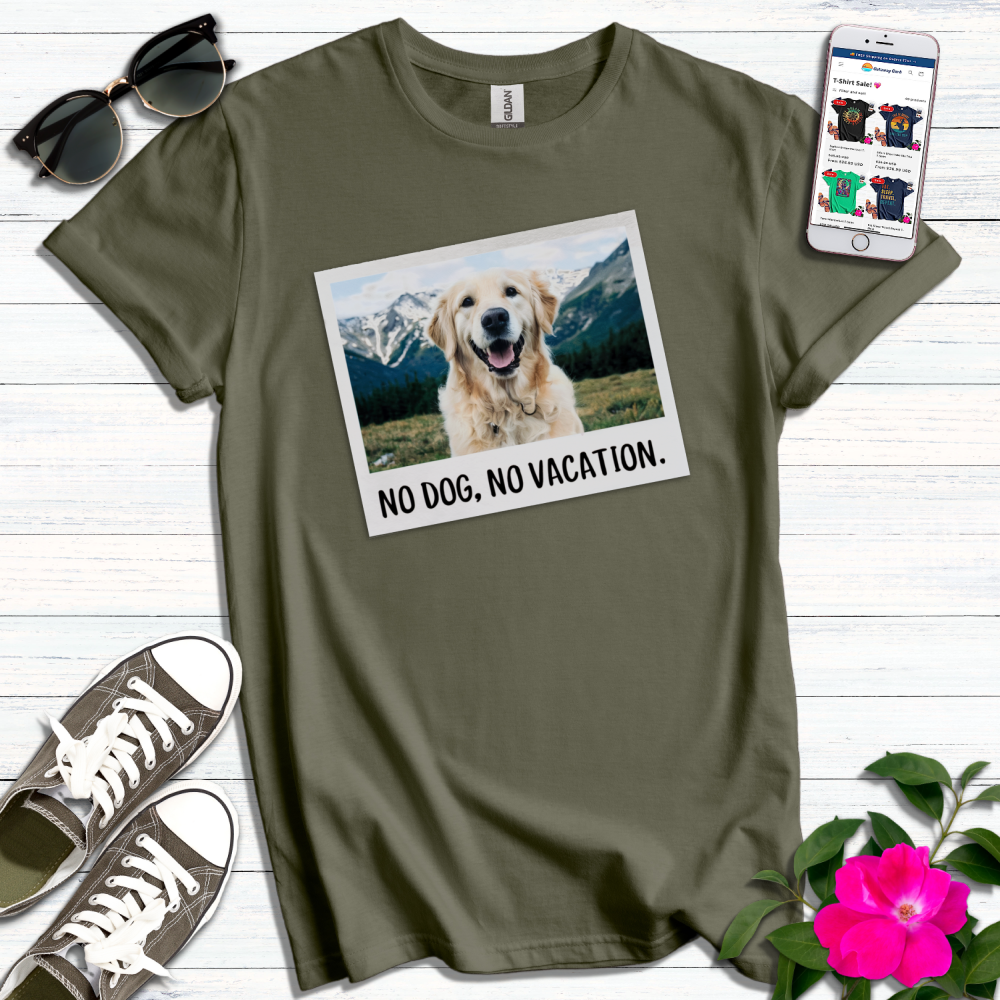 No Dog No Vacation Golden Retriever T-Shirt