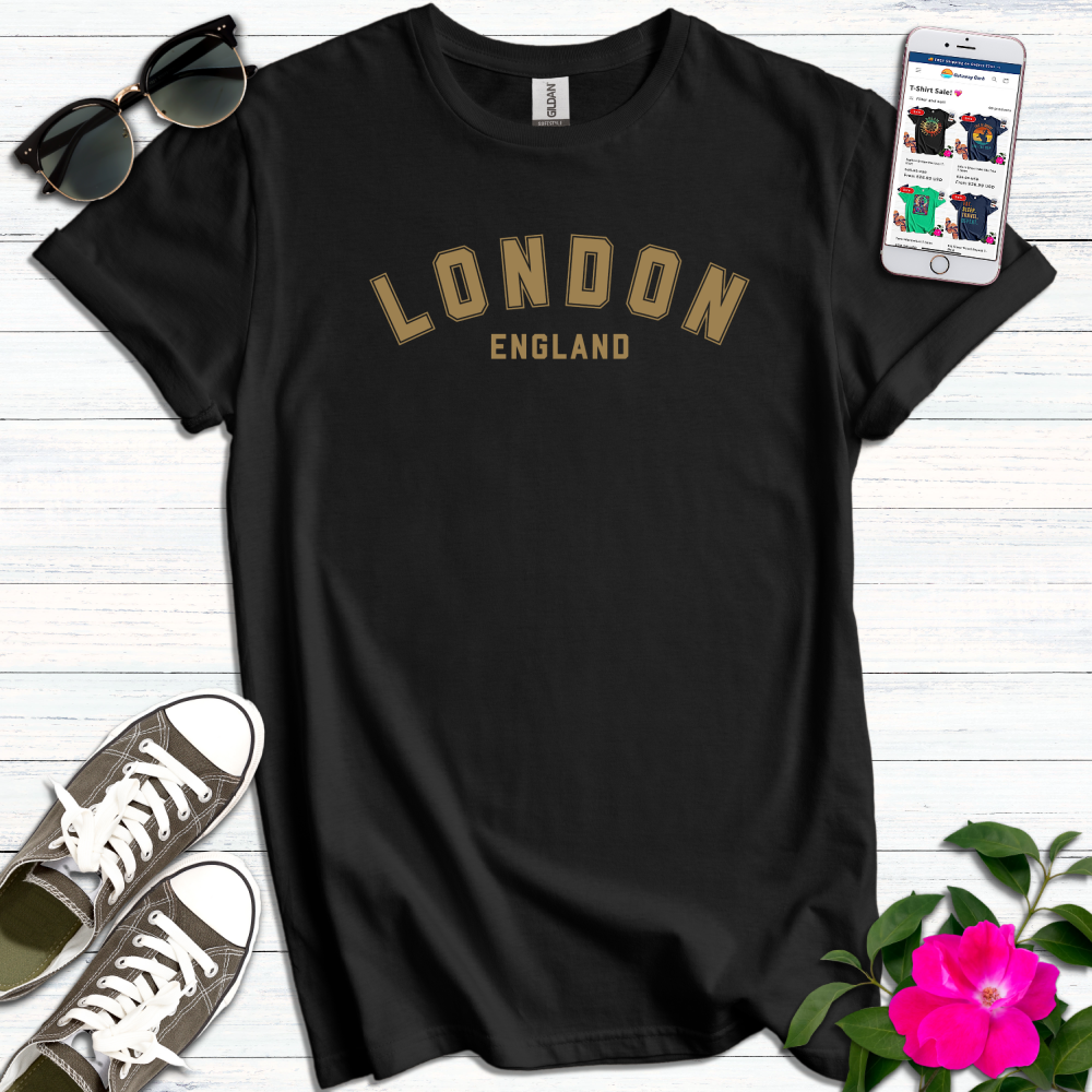 London England Gold Varsity T-Shirt