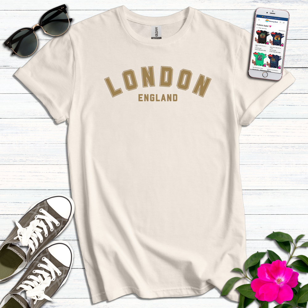 London England Gold Varsity T-Shirt